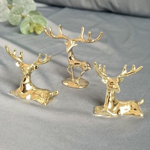 Nordic Style Mini Light Luxury Imitation Copper Elk Ornaments Deer Sculpture Gold plated zinc alloy deer ornaments decoration