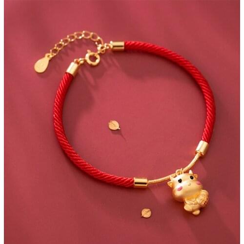 Trendy 925 silver bracelet for women Cute cow dangle animal red rope lucky bracelet femme wrist fine jewelry birthday gifts