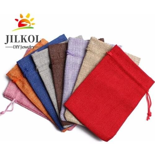 10Pcs/lot Fashion Drawstring Burlap bag Jute Gift Bags with Jewelry Packaging Wedding Bags with Candy Bag 10*14cm