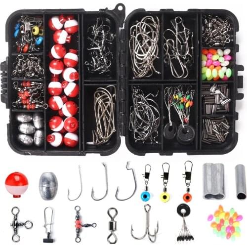 255 Pieces of Fishing Small Accessories Set Spherical Float Rock Fishing Sea Fishing Fishing Gear Set Crank Hook Lead Sinker