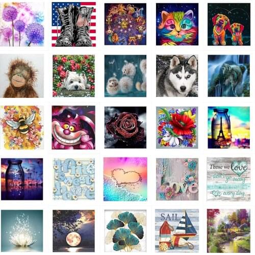 Diy 5D Round Diamond Painting Kit Animal Pattern Cross Stitch Landscape Mosaic Diamond Embroidery Home Decoration