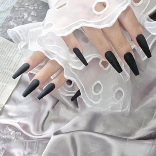 Long Press on Nails Coffin Shape Ballerina Coffin Glossy False Nail Fingernail DIY for Women Girls MH88