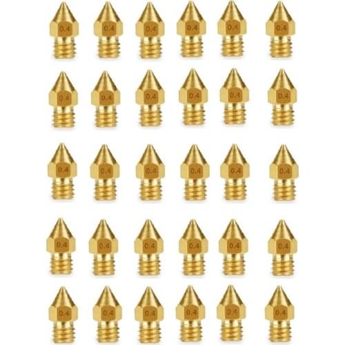 For 3D Printer Mk8 Nozzles High Temperature Pointed Wear-Resistarnt Brass Nozzle 0.4 mm 15Pcs/30Pcs