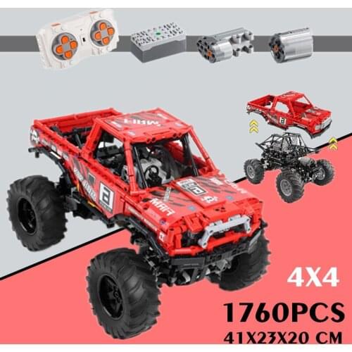 New 1941PCS 4X4 OFF ROAD Jeep RC Motor Power Drive Vehicle Racing Cars Technical Model Building Block Bricks Kid Toy Gift