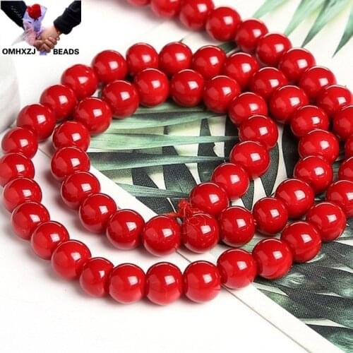 OMH Wholesale JD174 6 8 10 12 14mm Jewelry DIY Making Bracelet Necklace AAA Red Coral Loose Spacer Round String Beads