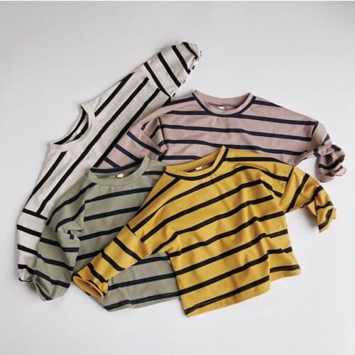 1-6 Years Old New Spring Autumn Baby Boys Girls T-shirt Childrens Casual Kids Baby Boys Girls Long Sleeve Stripe T-shirt