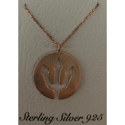 CENTER TRIPLE ARROW PATTERNED ROUND SHAPE NECKLACE LARGE PATTERNED STERLING SILVER 925