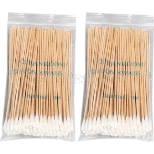 100/200Pcs 6 Inch Long Wooden Handle Cotton Swabs Cleaning Sticks Applicator Drop Ship