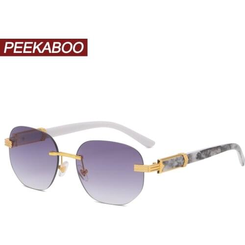 Peekaboo polygonal rimless glasses for men 2022 summer square frame woman eyewear fashion uv400 marble grain gift items male