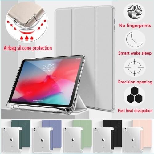Pencil Holder Case For iPad M1 Pro 11 2021 `2020 Air 4/3/2` 10.9”10.5`10.2`9.7"7.9"inch Mini 4 5 airbag Soft Cover Case