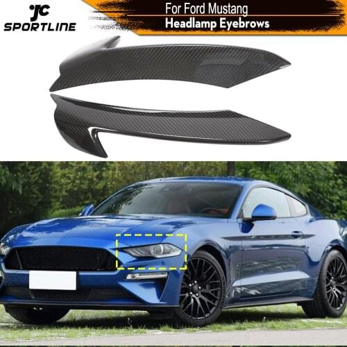 Front Head Lamp Eyelids Eyebrows Trims for Ford Mustang 2018 - 2020 Car Front Bumper Headlight Down Trims Covers Carbon Fiber