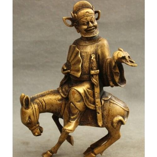 Song voge gem S2651 10" Chinese FengShui Bronze Zhongkui Vampire Exorcism Evil Statue Ride Donkey