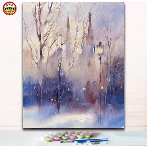 Diy Coloring paints by numbers Victorian street paintings picture by numbers artwork with kits for modern decoration diy frame