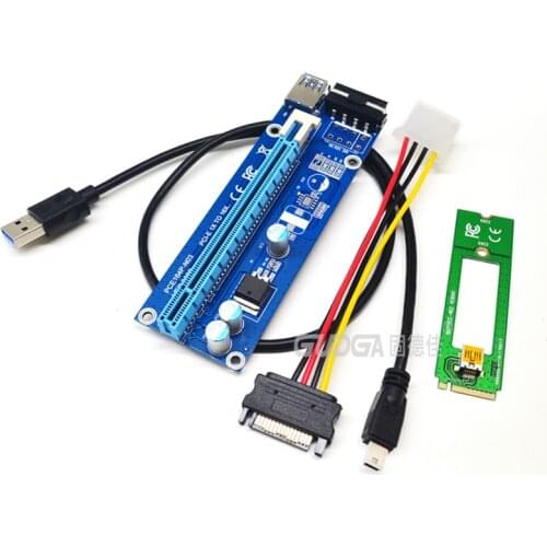 M2 riser card M.2 KEY M NGFF To 16x GPU Usb 3.0 Extender Riser SATA to 4Pin IDE Molex Power Supply for BTC Miner Machine riser