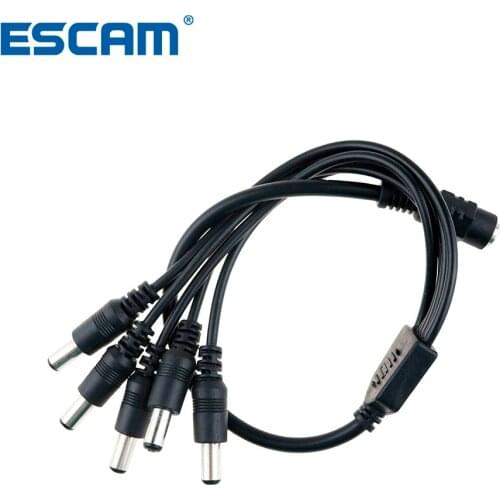 ESCAM Splitter Cable DC Power 1 Female to 5 2.1x5.5mm Dual Male For CCTV Camera System High Quality Dropshipping