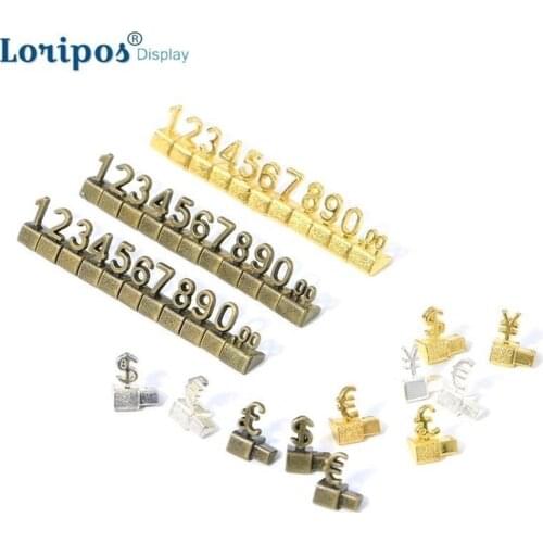 Luxury Metallic Price Cube Refills Assembly Jewelry Combined Tag 3d Numeral Blocks Watch Eyeglasses Showcase Display Digit Sign