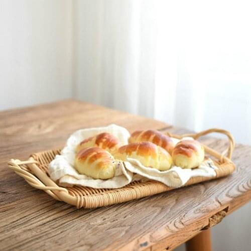 Rattan handle tray fruit plate bread plate rattan brasket weave basket bread rattan basket