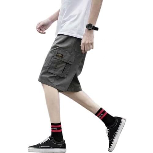 Cargo Shorts Men Summer Solid Color Elastic Waistband Fifth Cargo Pants Drawstring Sports Fitness Shorts Mens tracksuit