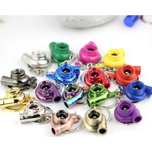 Spinning Turbo Keychain Hot Sale Automotive Car Part Model Turbine Turbocharger Sleeve Bearing Key Chain Ring Keyring Keyfob
