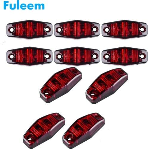 Fuleem 10PCS 2.5"inch LED Red Truck Trailer Surface Mount Clearance Side Marker Light Lamp 12v 24v Waterproof