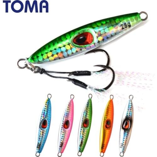 TOMA Micro Fishing Lead Slow Pitch Jigging Lure 28g Metal Spoon Long Cast Shore Jig Luminous Bass Bait Saltwater