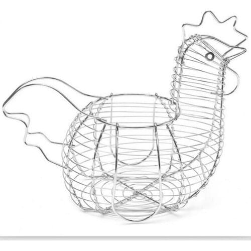 Creative Iron Art Eggs Storage Basket Chicken Shaped Egg Holder Household Vegetables Container Organizer Rack Basket JU32602