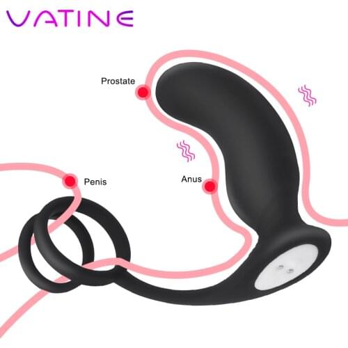 VATINE G Spot Stimulator Delay Ejaculation Ring Vibrator Anal Plug Prostate Massage Butt Plug Sex Toy For Men