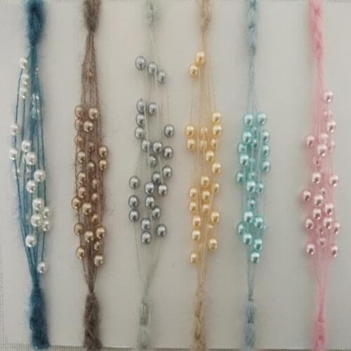 Vintage Newborn Pearl Headband Photography Beads Prop Newborn Boy Gril Tiebacks Baby Photo Prop Infant Headbands