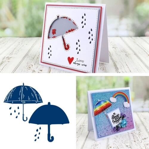 Rain Umbrella Die Cutting Dies and Stamps Scrapbook Diary Decoration Stencil Embossing Template DIY Greeting Card Make Albums
