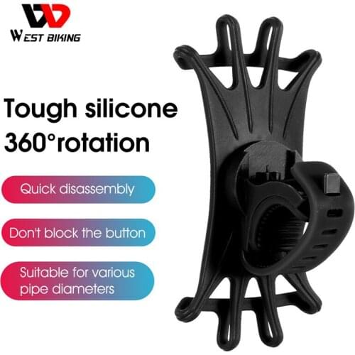 WEST BIKING Bicycle Silicone Phone Holder Cycling Colorful 360° Rotate For 4.0-6.5 Inch Phone Bracket MTB Bike Accessories