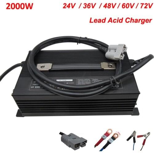 2000W 24V 50A 36V 40A 48V 30A 60V 25A 72V 20A Lead Acid Battery Charger 48 Volt GEL AGM Golf Cart Forklift Tricycle Fast Charger