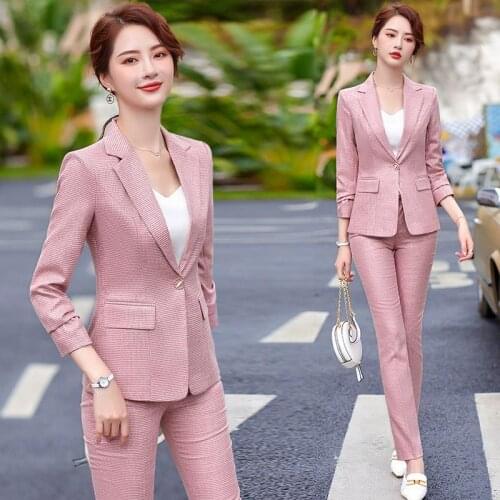 Women 2021 Spring New Professional Office Pant Suits Female Business Work Formal Jackets Ladies Thin Trousers 2 Piece Sets Y212