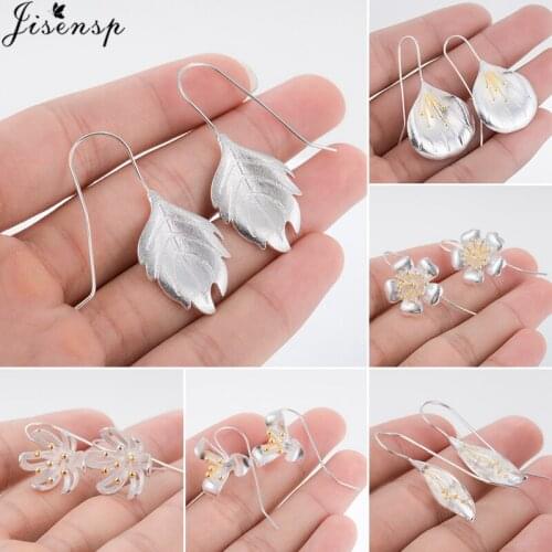 Korean Summer Fashion Long Flower Earrings for Women Girl Brincos Statement Jewelry Silver Color Big Leaf Earing aretes de mujer