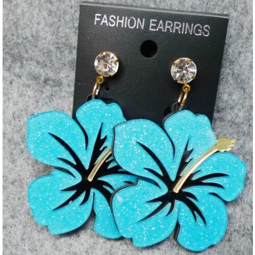 2021 Women Punk Earrings Crystal Flower Pandent Earrings Charm Hip Hop Girls Cute Stud acrylic jewelry Evening Party Earring