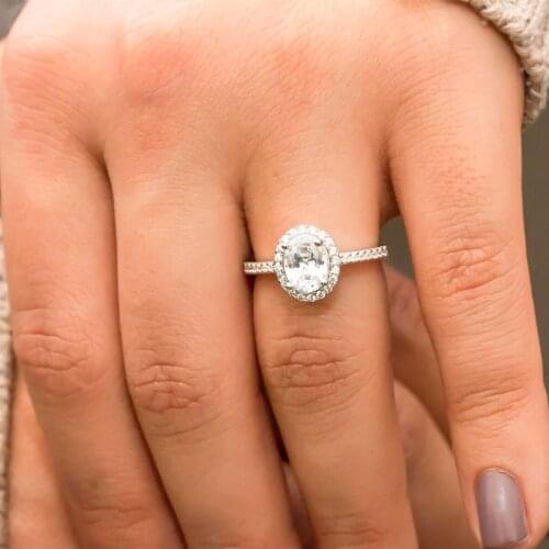 Ancl Oval Zircon Cubic Zirconia Silver Women 'S Ring