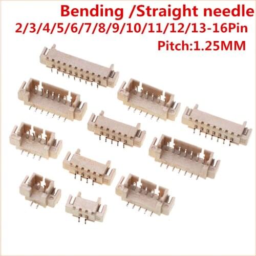 100pcs/Lot PH1.25MM 2/3/4/5/6/7/8-16p Bending/Straight Needle Horizontal/Vertical SMD Connector Terminal Kit/Pin Header