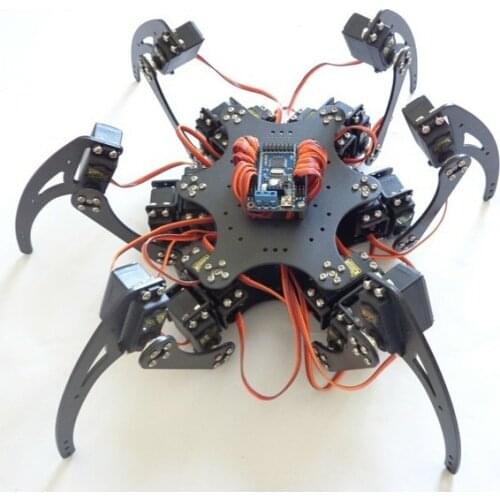 18 DOF Aluminium Metal Hexapod Robot Spider Six Foot/Feet Robotic Frame/Chassis Kit For Arduino Remote Controller DIY Model