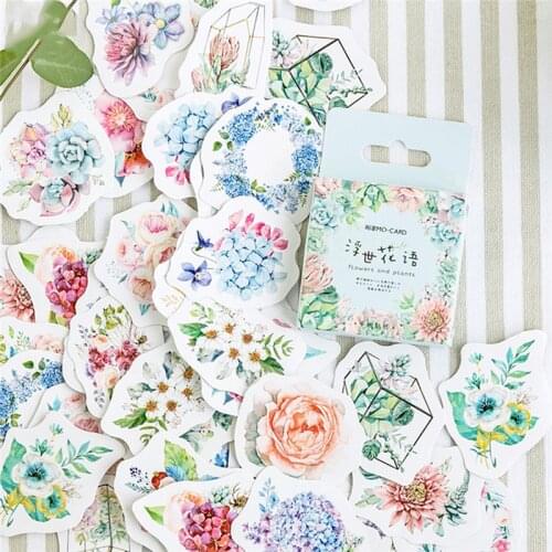 46pcs Cute Flower Series Paper Sticker Diy Diary Decor for Album Scrapbooking Flower Stickers Flakes Stationery School Supplies