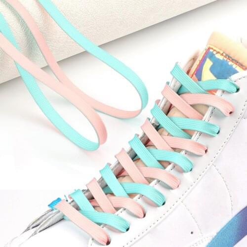 8mm Wide Of Flat Shoelaces Shoe Laces For Sneakers Sport Shoes 5 Colors 120cm / 140cm Rainbow Shoelaces Gradient Flat Shoe laces