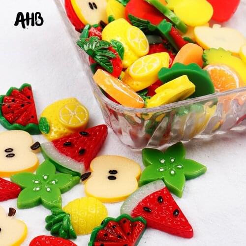 AHB Resin Fruits Cabochons Flatback Simulation Orange Slice Fruit Planar Slice Resin Miniatures Home Textile DIY Decor Supplies