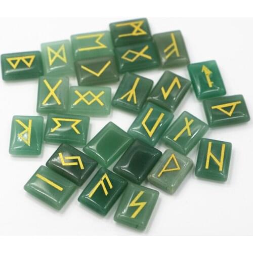 Aventurine Tiger Eye Rune Amulet Stone Viking Rune Amulet Set Halo Repair Crystal Divination Rotating Rectangle Stone