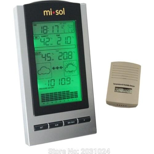 Free Shipping wireless Weather Station with Outdoor Temperature and humidity sensor LCD display, Barometer