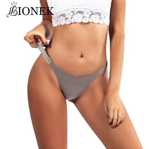 BIONEK Women Sexy Silky Panties Tempting Thin Thong Ice Silk Underwear Low-rise Bikini Lingerie Girls Comfort Breathe Underpants
