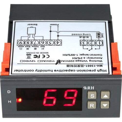 10A 220V Mini Digital Thermostat Hygromstat Air Temperature Humidity Control Controller Measuring Range 1%-99% with Sensor