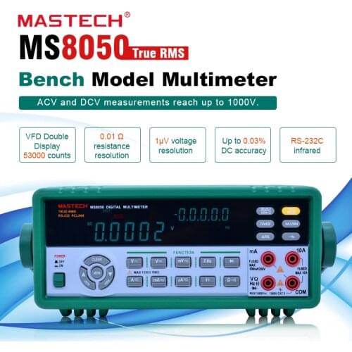 MASTECH MS8050 5 1/2 Digital Multimeter 53K Counts High Accurayc Bench/True RMS with carry box