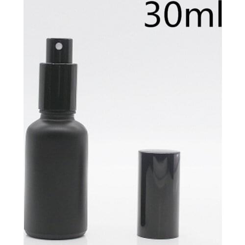 Travel bottle 100pcs 30ml black Frosted glass bottle with sprayer, Essential Oil Spray Glass Bottle, factory wholesale