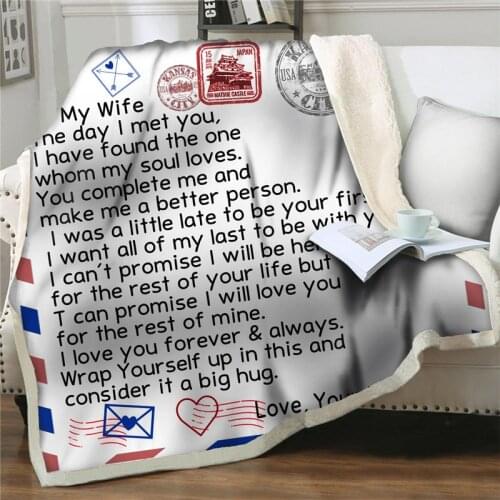 Express Love 3D Velvet Plush Blanket Super Warm Bedspread Sherpa throw Blanket on bed Couch Quilt Cover Positive Encourage Gifts