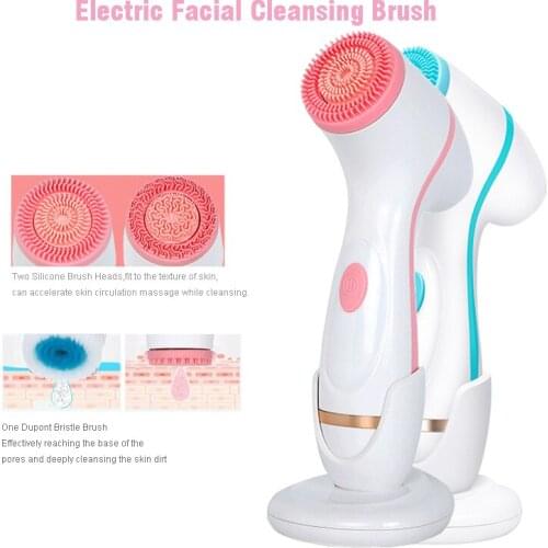 Electric Facial Cleansing Brush Silicone Sonic Face Spin Brush Deep Cleaning Remove Blackhead Tools Massage Cleanser Skin Care