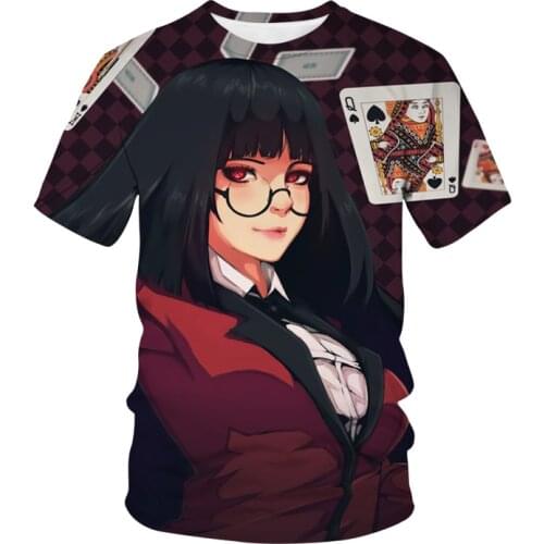 Anime Kakegurui 3D Print T-Shirt Men Women Fashion O-Neck Short Sleeve T Shirt Harajuku Hip Hop Tees Tops Trendy Unisex Clothing