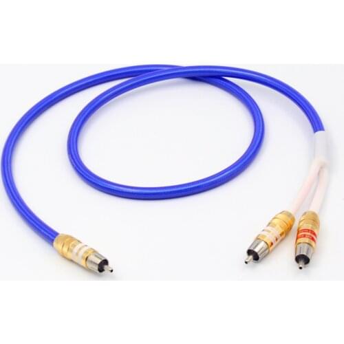 Hifi 1RCA to 2RCA Cable Hi-end 4 core oxygen-free copper Silver-plated Dual RCA Subwoofer Audio Line